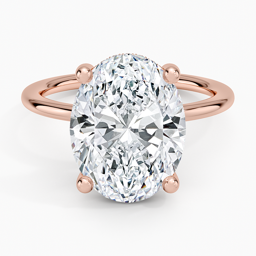 5.10 Oval Kesim Hidden Halo Tasarım Tektaş Laboratuvar Pırlanta Yüzük - Melara