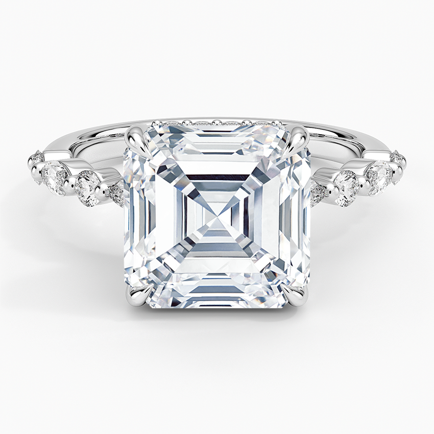 5.50 Karat Asscher Kesim Hidden Halo Tasarım Tektaş Laboratuvar Pırlanta Yüzük - Verona