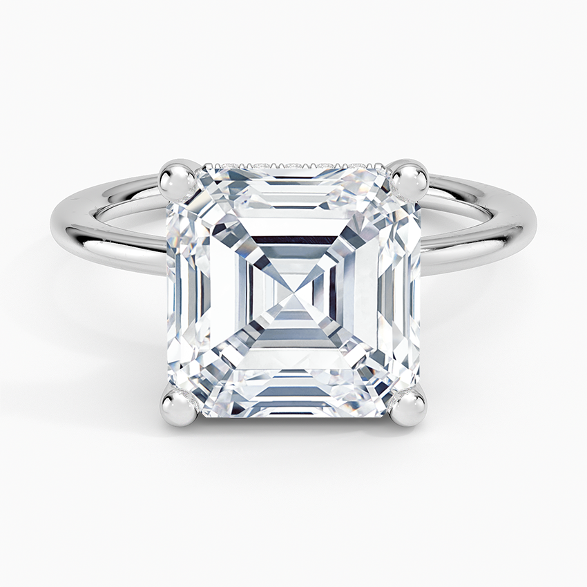 5.10 Karat Asscher Kesim Hidden Halo Tasarım Tektaş Laboratuvar Pırlanta Yüzük - Lucerne