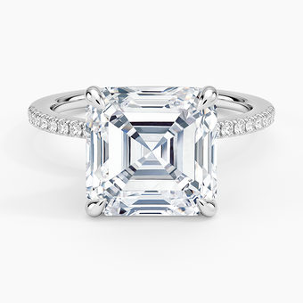 5.25 Karat Asscher Kesim Hidden Halo Tasarım Tektaş Laboratuvar Pırlanta Yüzük - Dublin