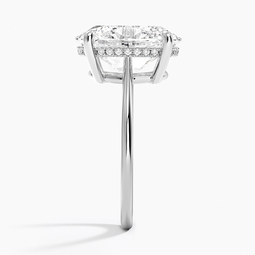 5.10 Karat Oval Kesim Hidden Halo Tasarım Tektaş Laboratuvar Pırlanta Yüzük - Monaco