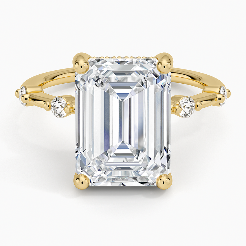 5.20 Karat Emerald Kesim Hidden Halo Tasarım Tektaş Laboratuvar Pırlanta Yüzük - Nice