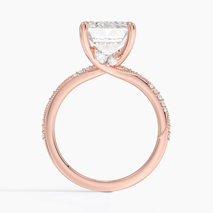 5.25 Karat Emerald Kesim Hidden Halo Tasarım Tektaş Laboratuvar Pırlanta Yüzük 18K - Melora - Bold Diamonds