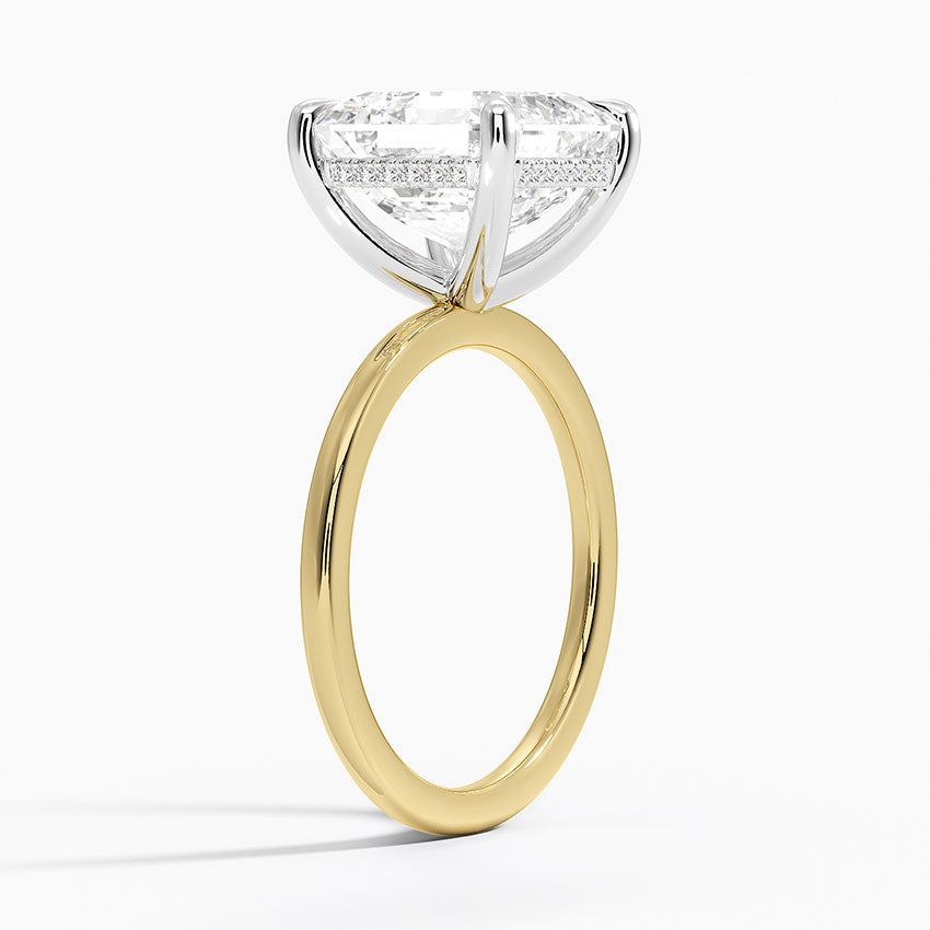 5.10 Karat Asscher Kesim Hidden Halo Tasarım Tektaş Laboratuvar Pırlanta Yüzük 18K - Elora - Bold Diamonds