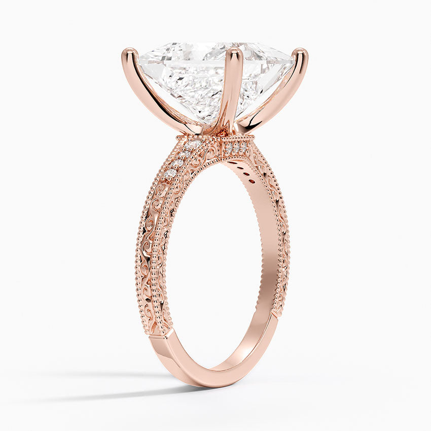 5.15 Karat Prenses Kesim Hidden Halo Tasarım Tektaş Laboratuvar Pırlanta Yüzük - Venice