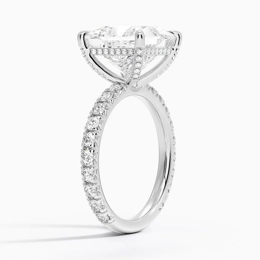 5.75 Karat Prenses Kesim Hidden Halo Tasarım Tektaş Laboratuvar Pırlanta Yüzük 18K - Selora - Bold Diamonds