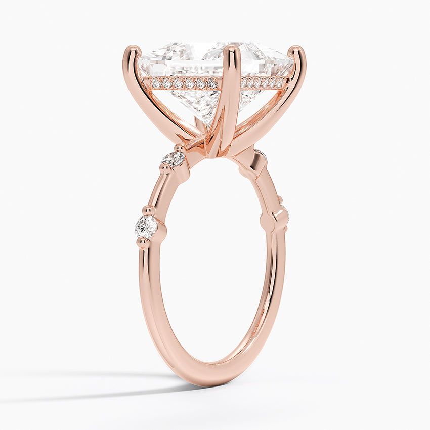 5.20 Prenses Kesim Hidden Halo Tasarım Tektaş Laboratuvar Pırlanta Yüzük - Zelora