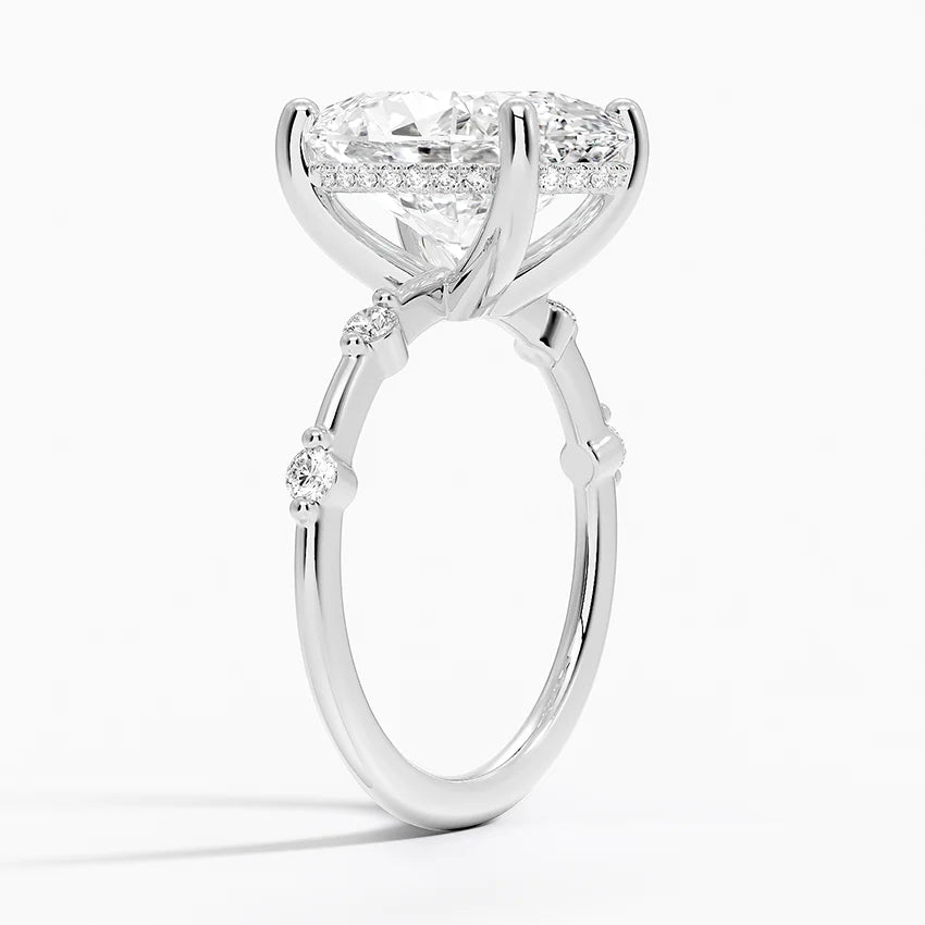 5.20 Oval Kesim Hidden Halo Tasarım Tektaş Laboratuvar Pırlanta Yüzük - Zelora