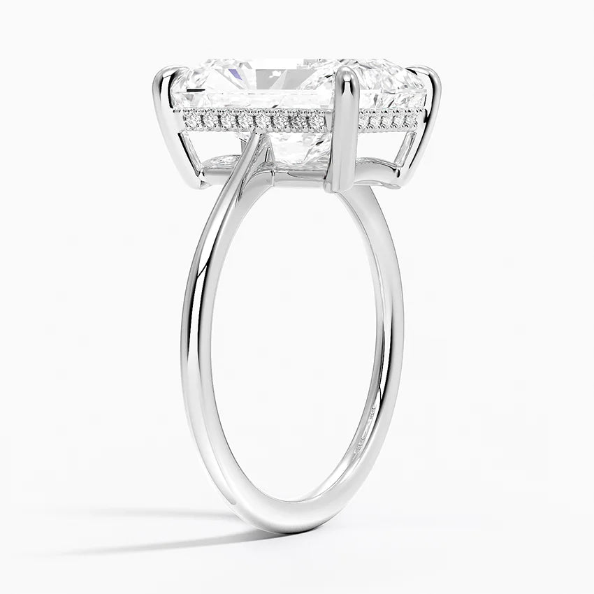 5.10 Karat Radiant Kesim Hidden Halo Tasarım Tektaş Laboratuvar Pırlanta Yüzük - Monaco