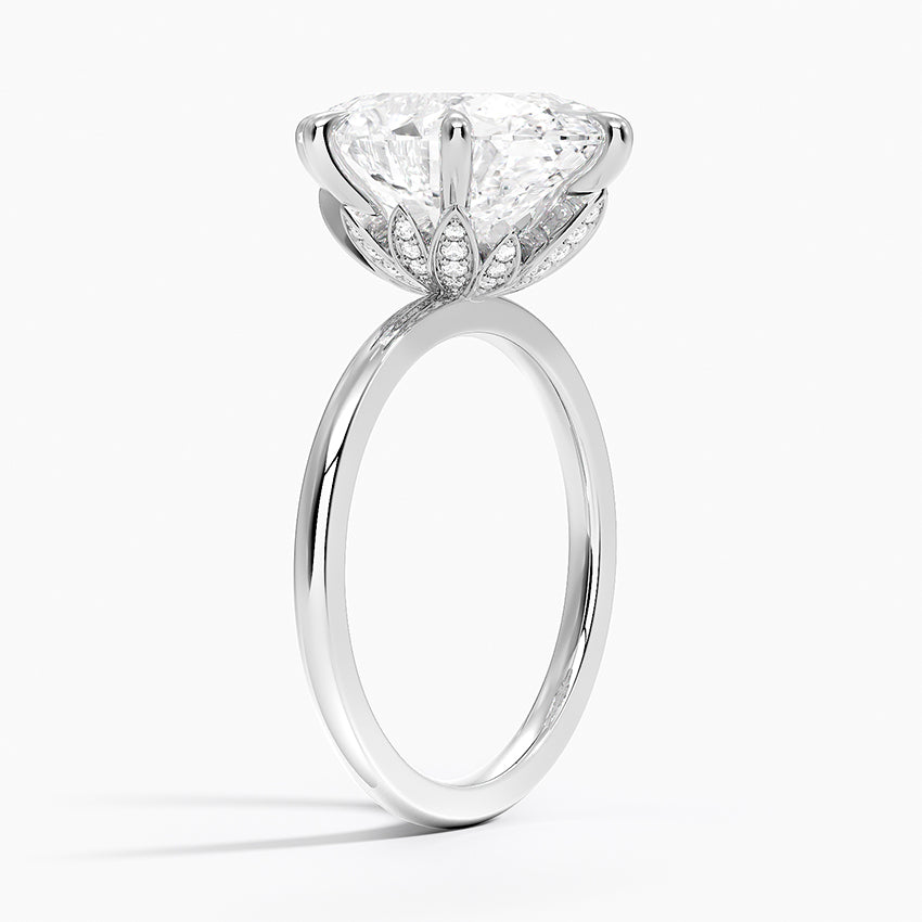 Altı Tırnak 5.15 Karat Oval Kesim Hidden Halo Tasarım Tektaş Laboratuvar Pırlanta Yüzük - Delora - Bold Diamonds