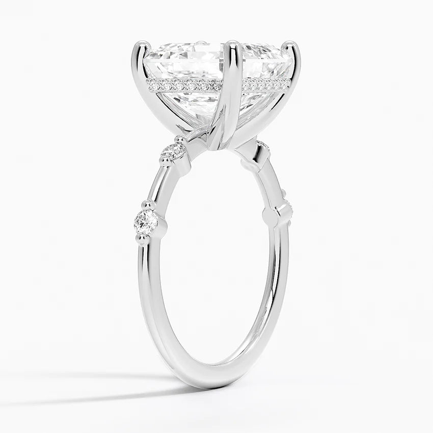 5.20 Karat Asscher Kesim Hidden Halo Tasarım Tektaş Laboratuvar Pırlanta Yüzük - Nice