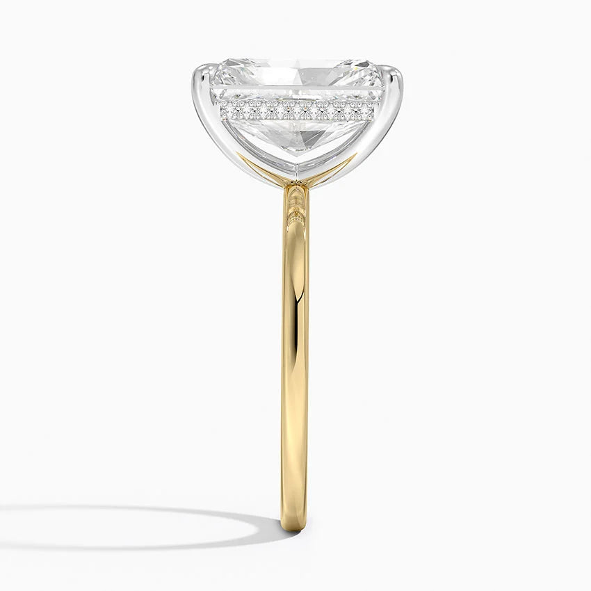 5.10 Karat Radiant Kesim Hidden Halo Tasarım Tektaş Laboratuvar Pırlanta Yüzük 18K - Elora - Bold Diamonds