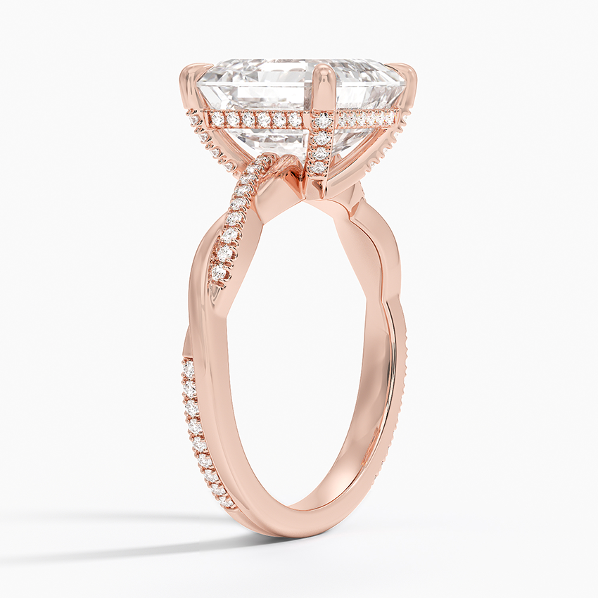 5.25 Karat Asscher Kesim Hidden Halo Tasarım Tektaş Laboratuvar Pırlanta Yüzük - Riga