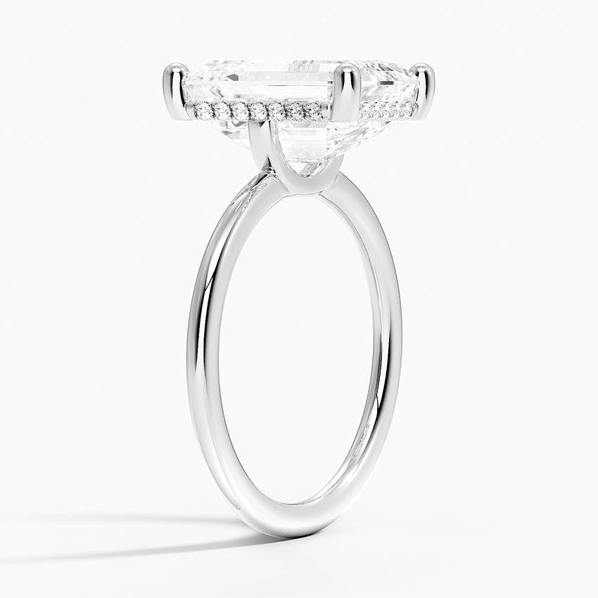 5.10 Karat Emerald Kesim Hidden Halo Tasarım Tektaş Laboratuvar Pırlanta Yüzük - Lucerne