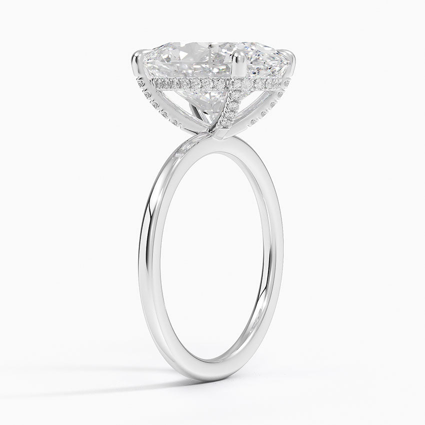 5.15 Karat Oval Kesim Hidden Halo Tasarım Tektaş Laboratuvar Pırlanta Yüzük - Gilora - Bold Diamonds