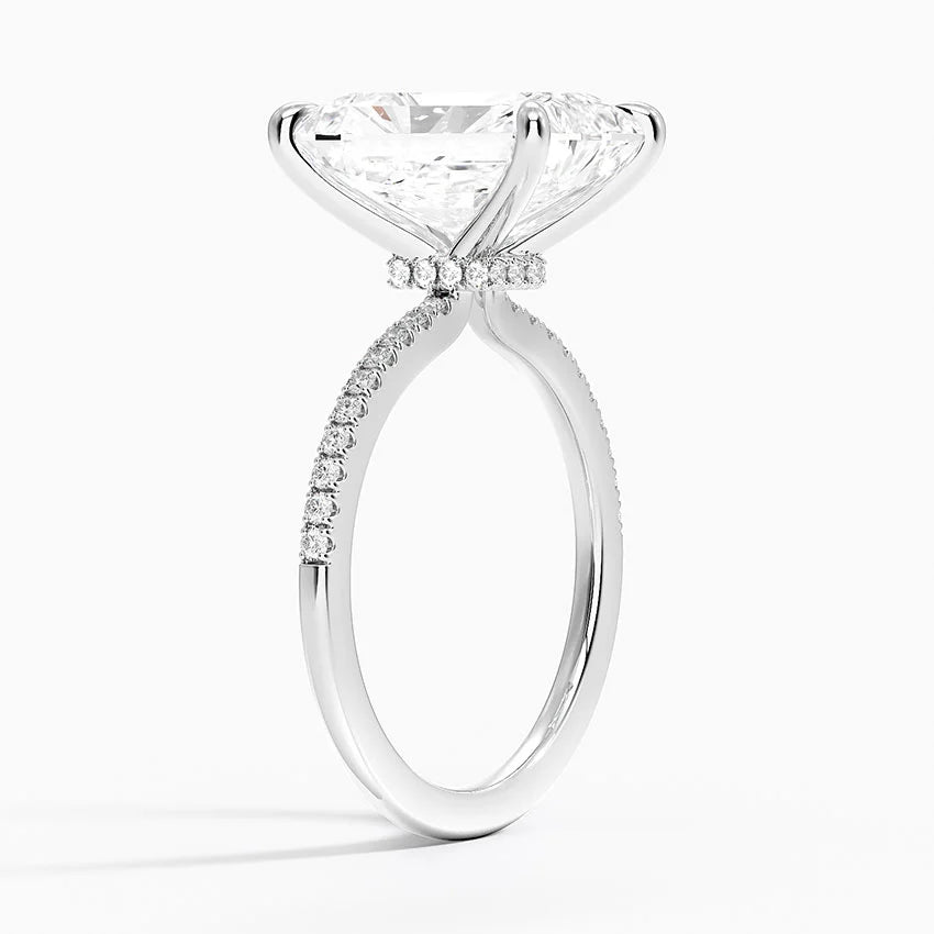 5.25 Karat Radiant Kesim Hidden Halo Tasarım Tektaş Laboratuvar Pırlanta Yüzük - Filora - Bold Diamonds