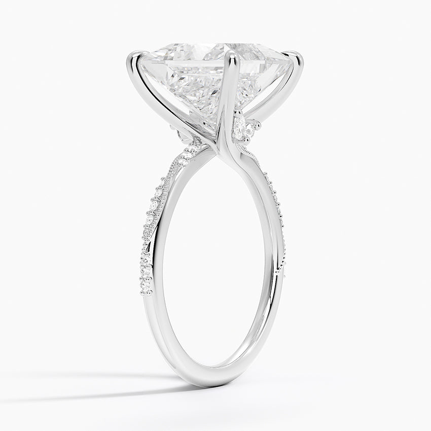 5.25 Karat Prenses Kesim Hidden Halo Tasarım Tektaş Laboratuvar Pırlanta Yüzük 18K - Melora - Bold Diamonds