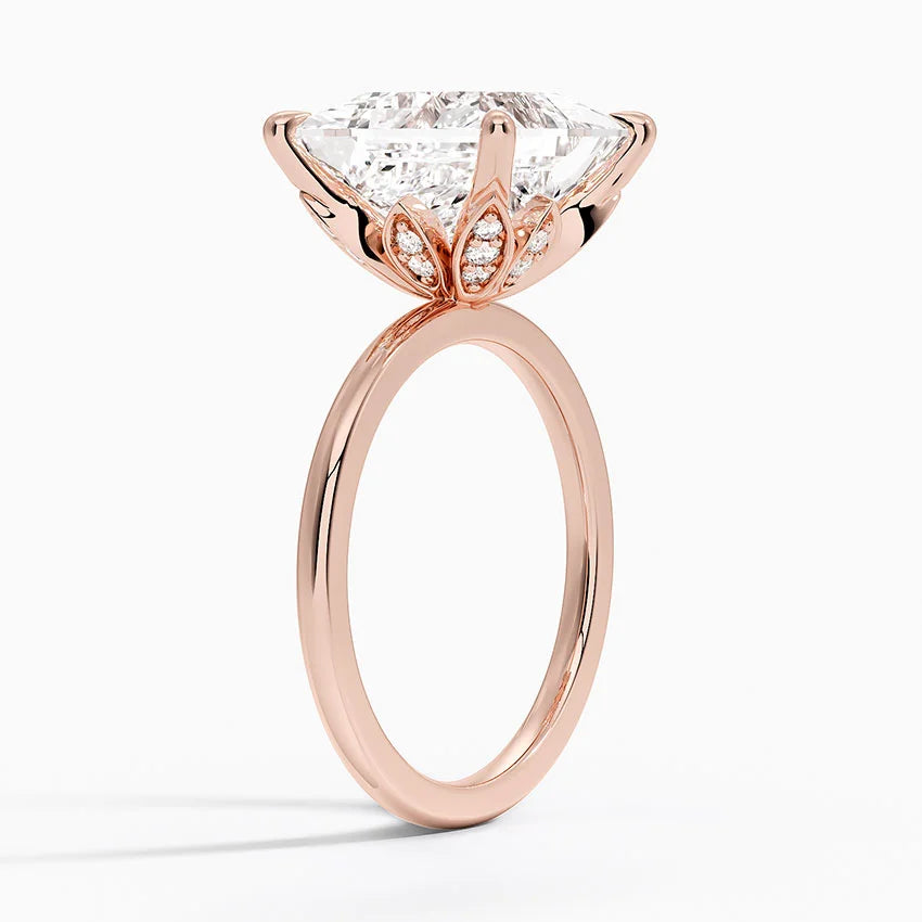 1.60 Carat Princess Halo Design Solitaire Lab Diamond Ring 18K - Florina