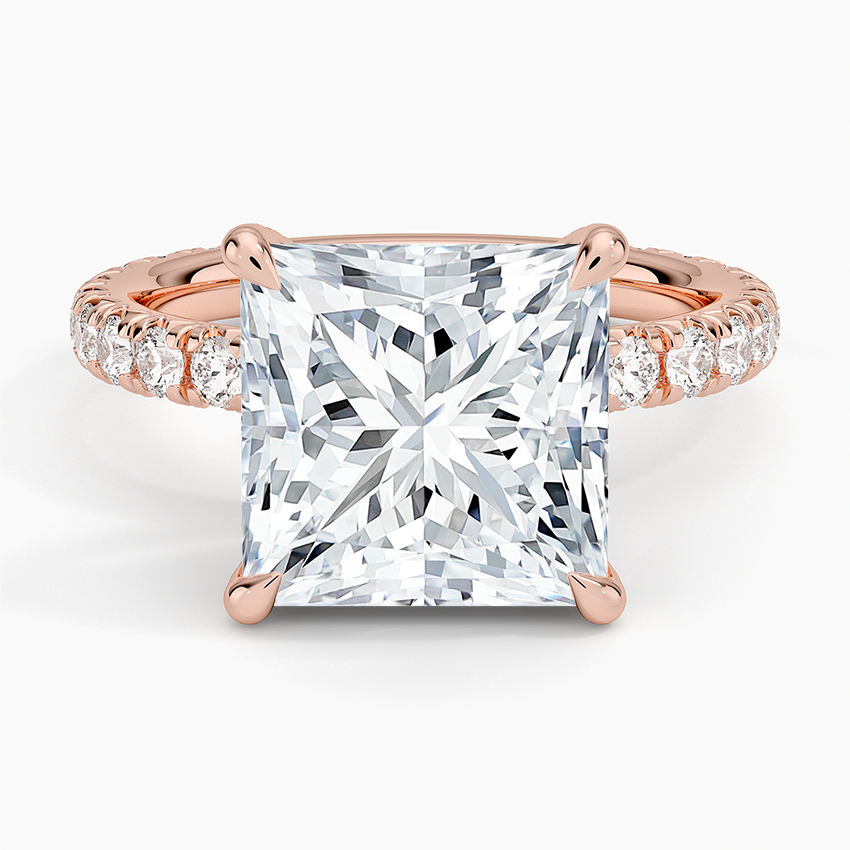 5.75 Karat Prenses Kesim Hidden Halo Tasarım Tektaş Laboratuvar Pırlanta Yüzük 18K - Selora - Bold Diamonds