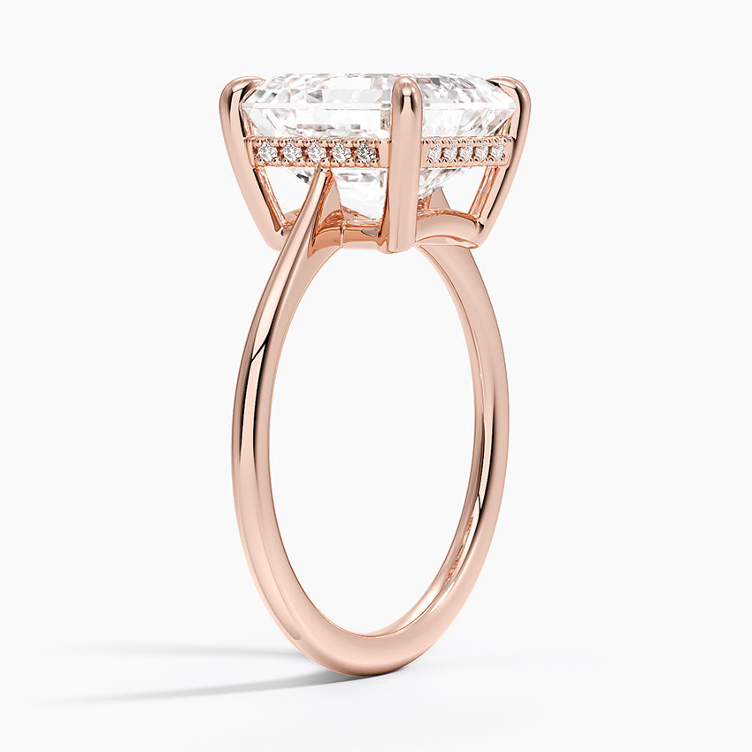5.10 Asscher Kesim Hidden Halo Tasarım Tektaş Laboratuvar Pırlanta Yüzük 18K - Tilora