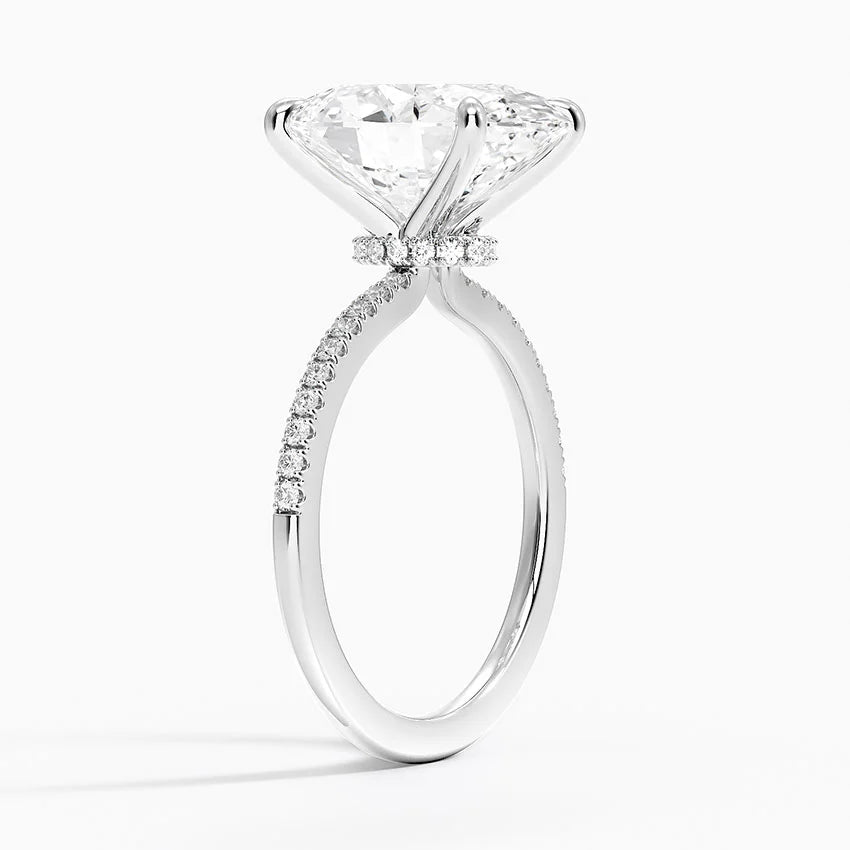 5.25 Karat Oval Kesim Hidden Halo Tasarım Tektaş Laboratuvar Pırlanta Yüzük - Filora - Bold Diamonds