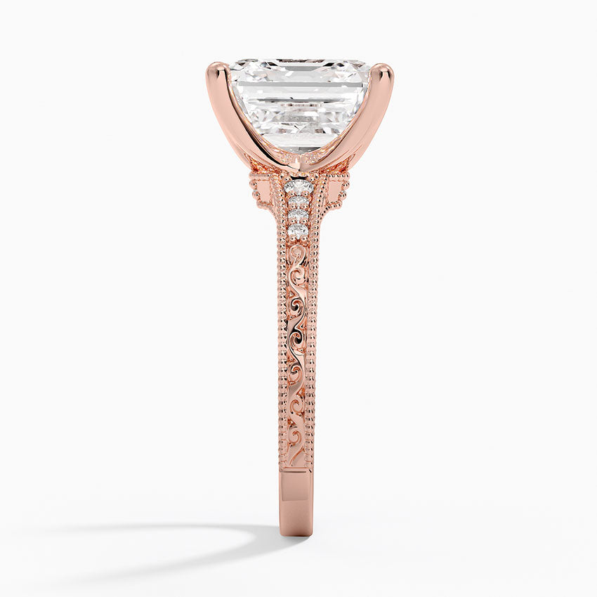 5.15 Asscher Kesim Hidden Halo Tasarım Tektaş Laboratuvar Pırlanta Yüzük 18K - Silora