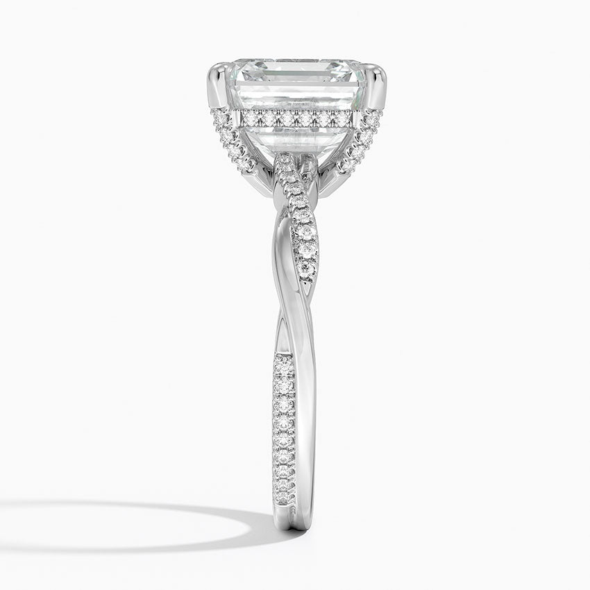 5.25 Karat Asscher Kesim Hidden Halo Tasarım Tektaş Laboratuvar Pırlanta Yüzük - Riga