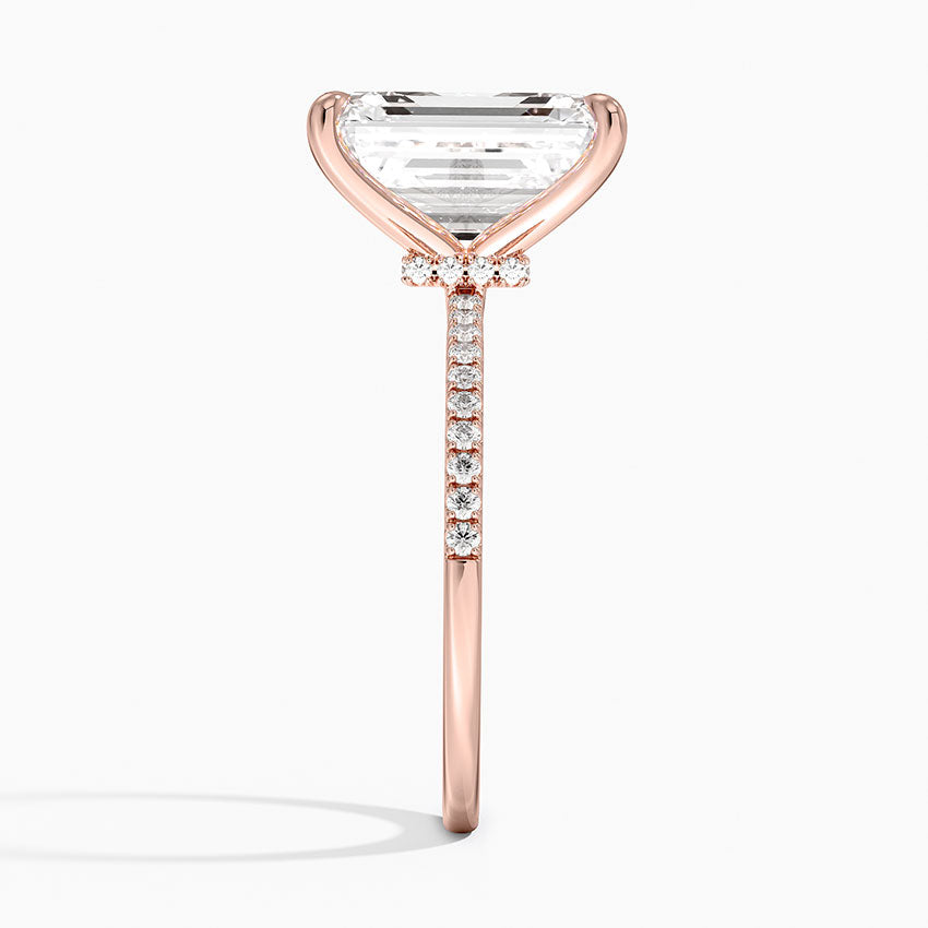 5.25 Karat Emerald Kesim Hidden Halo Tasarım Tektaş Laboratuvar Pırlanta Yüzük - Filora - Bold Diamonds