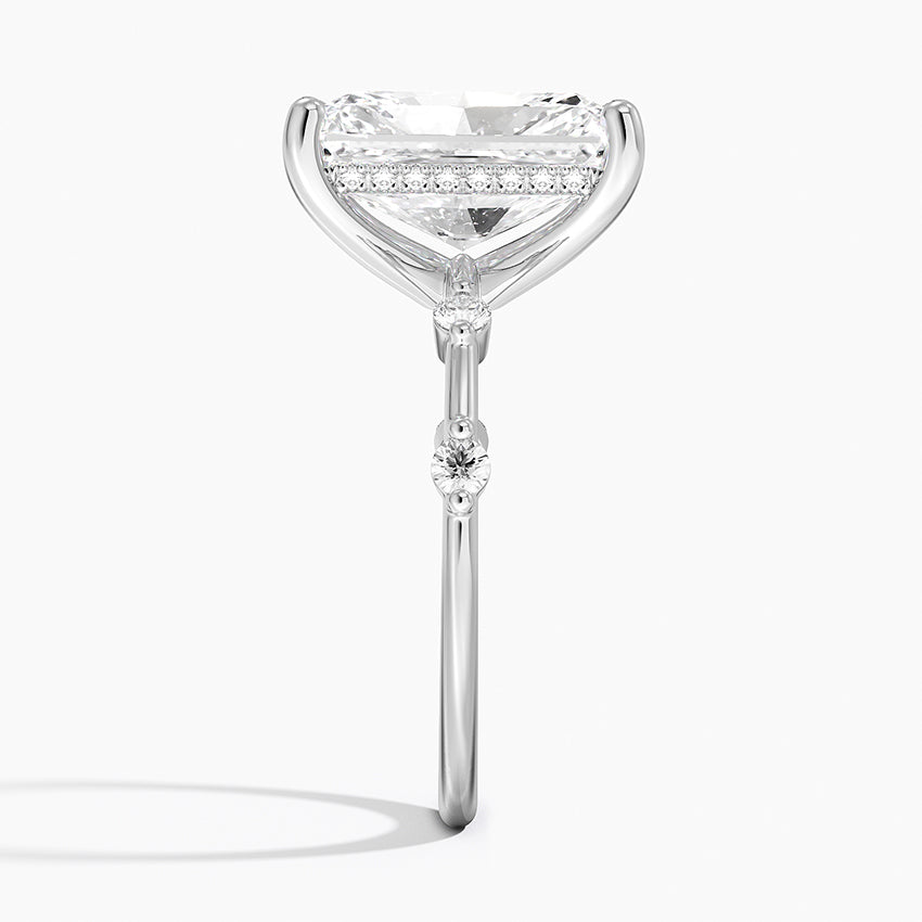 5.20 Karat Radiant Kesim Hidden Halo Tasarım Tektaş Laboratuvar Pırlanta Yüzük - Nice