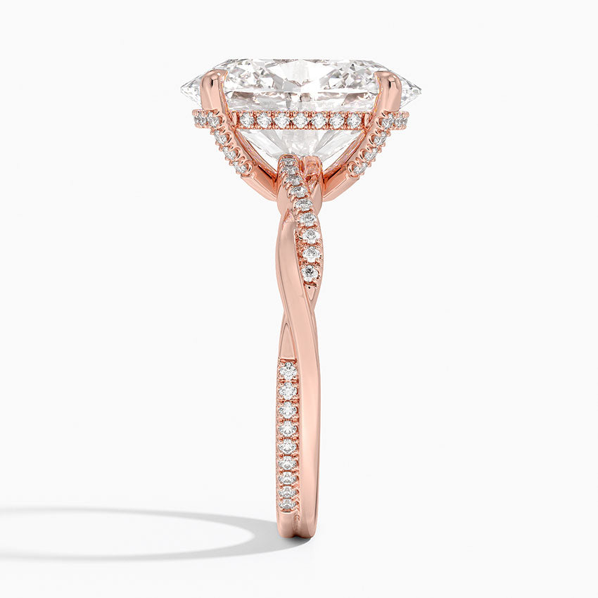 5.25 Karat Oval Kesim Hidden Halo Tasarım Tektaş Laboratuvar Pırlanta Yüzük 18K - Talora