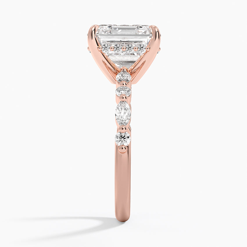 5.50 Karat Asscher Kesim Hidden Halo Tasarım Tektaş Laboratuvar Pırlanta Yüzük - Verona