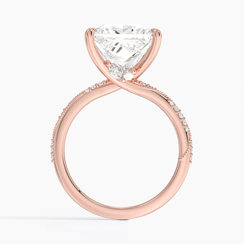 5.25 Karat Prenses Kesim Hidden Halo Tasarım Tektaş Laboratuvar Pırlanta Yüzük 18K - Melora - Bold Diamonds