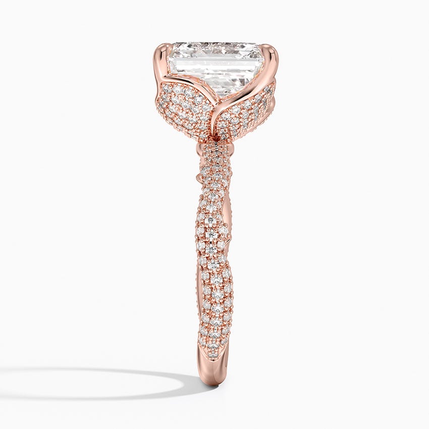 5.75 Karat Asscher Kesim Hidden Halo Tasarım Tektaş Laboratuvar Pırlanta Yüzük - Sorrento