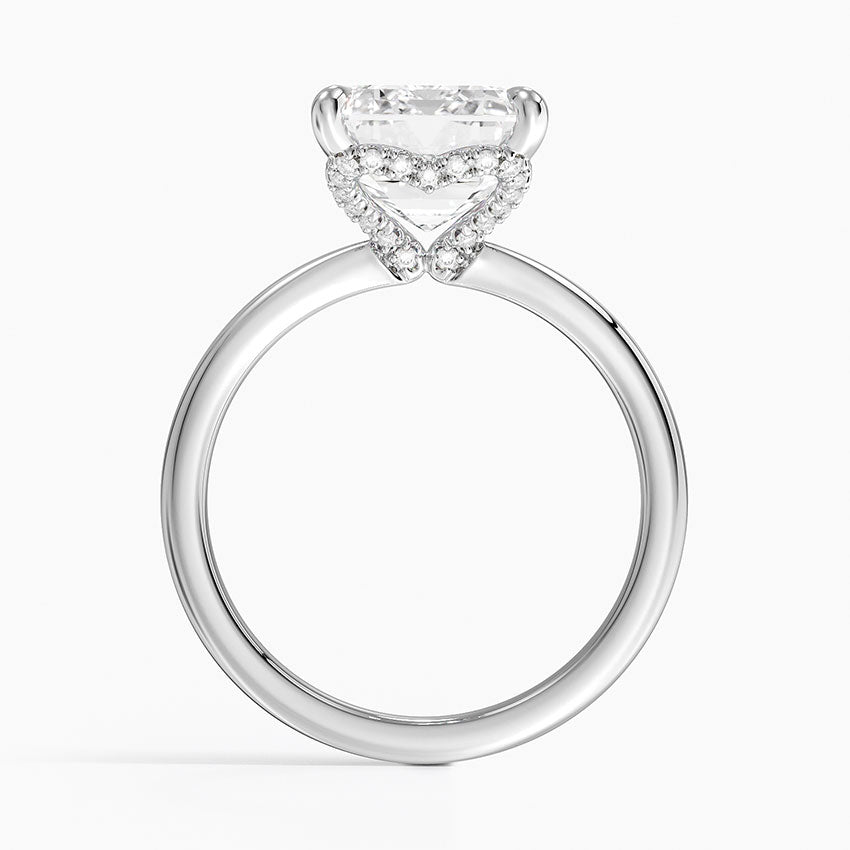 5.15 Emerald Kesim Hidden Halo Tasarım Tektaş Laboratuvar Pırlanta Yüzük 18K - Vilora