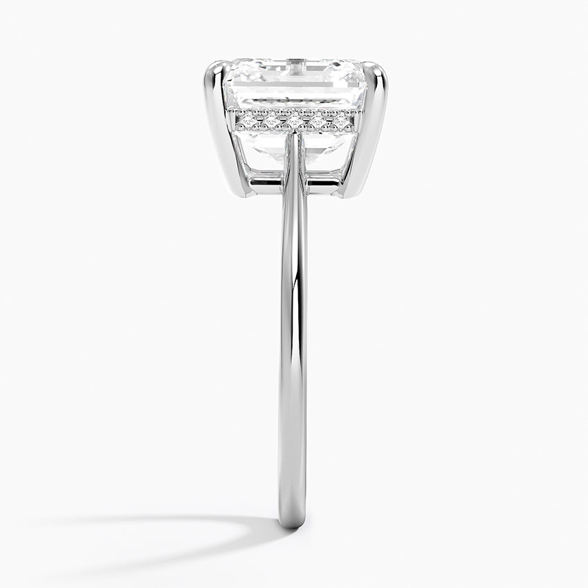 5.10 Asscher Kesim Hidden Halo Tasarım Tektaş Laboratuvar Pırlanta Yüzük 18K - Tilora