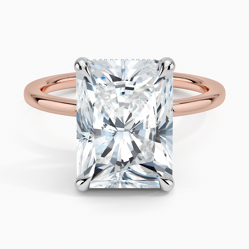 5.10 Karat Radiant Kesim Hidden Halo Tasarım Tektaş Laboratuvar Pırlanta Yüzük 18K - Elora - Bold Diamonds