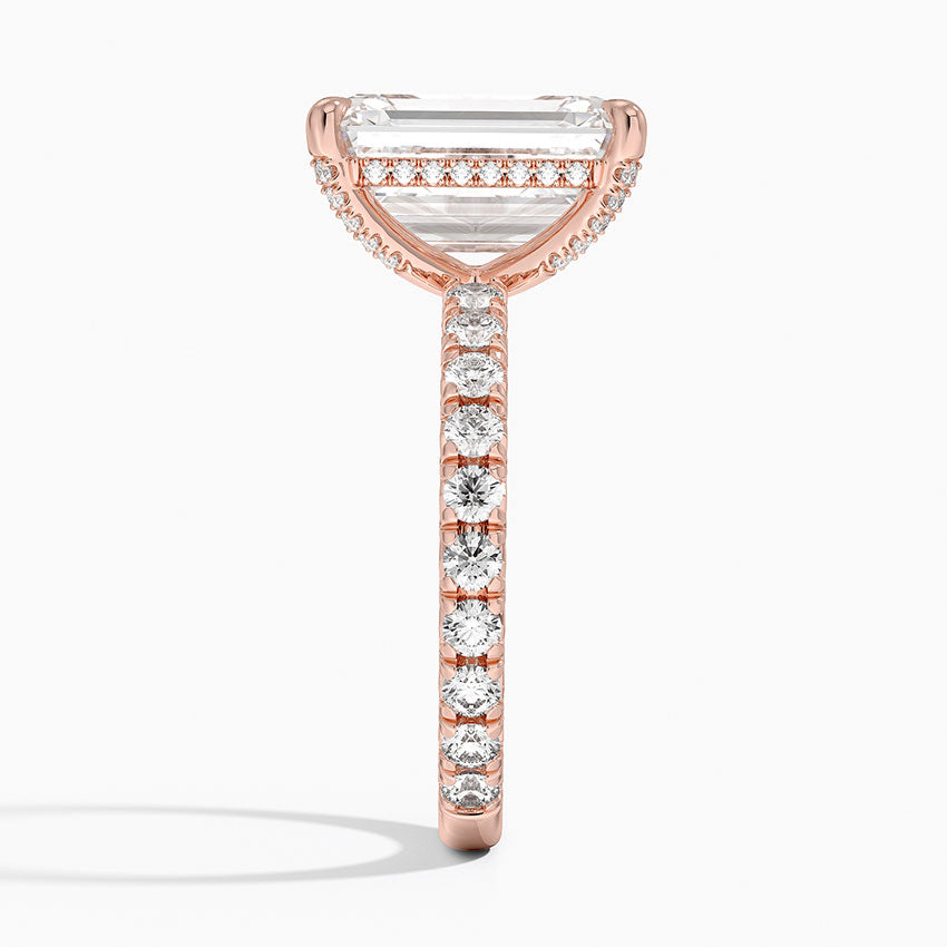 5.75 Karat Emerald Kesim Hidden Halo Tasarım Tektaş Laboratuvar Pırlanta Yüzük 18K - Selora - Bold Diamonds