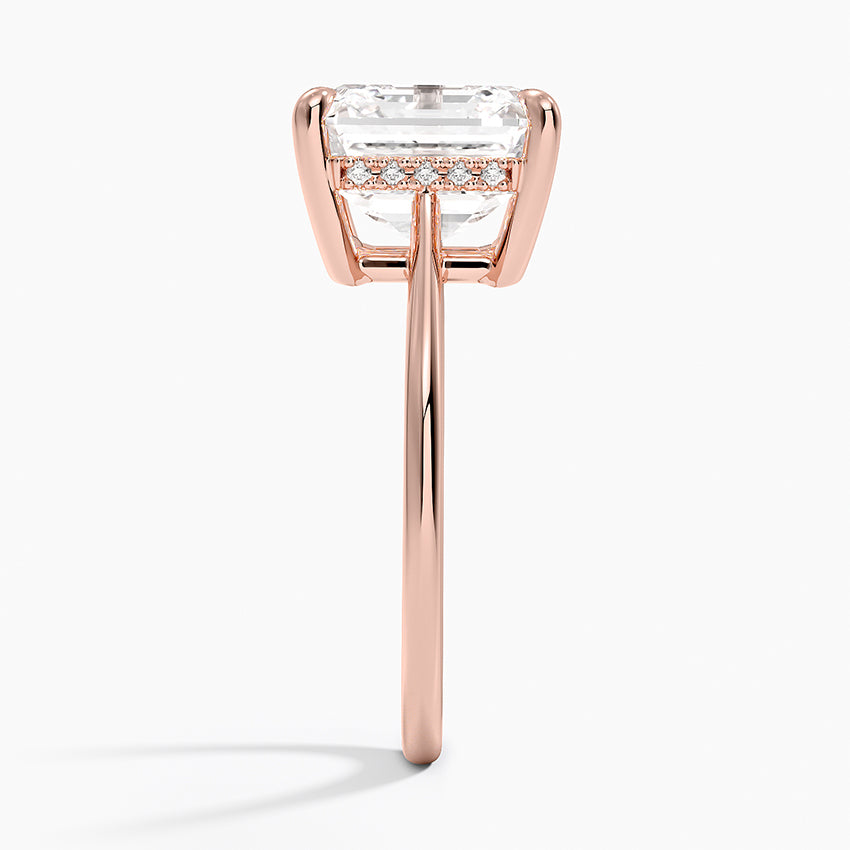 5.10 Asscher Kesim Hidden Halo Tasarım Tektaş Laboratuvar Pırlanta Yüzük 18K - Tilora