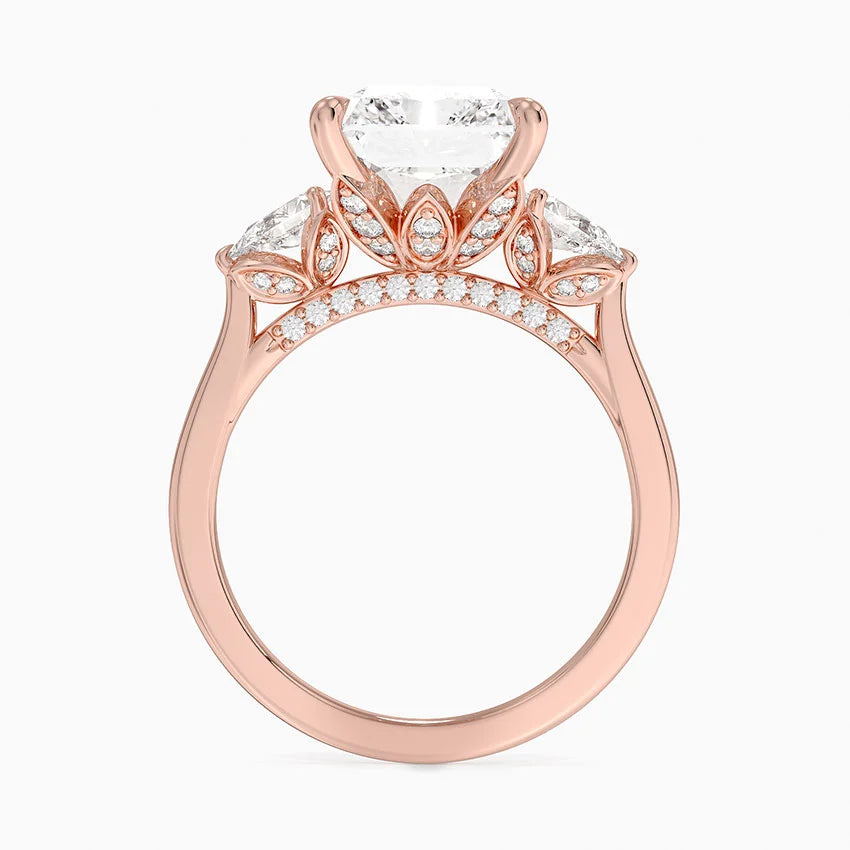 5.75 Karat Radiant Kesim Hidden Halo Tasarım Tektaş Laboratuvar Pırlanta Yüzük - Verona