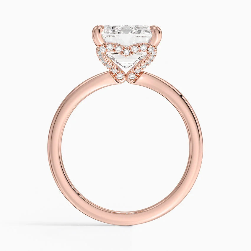 5.15 Emerald Kesim Hidden Halo Tasarım Tektaş Laboratuvar Pırlanta Yüzük 18K - Vilora