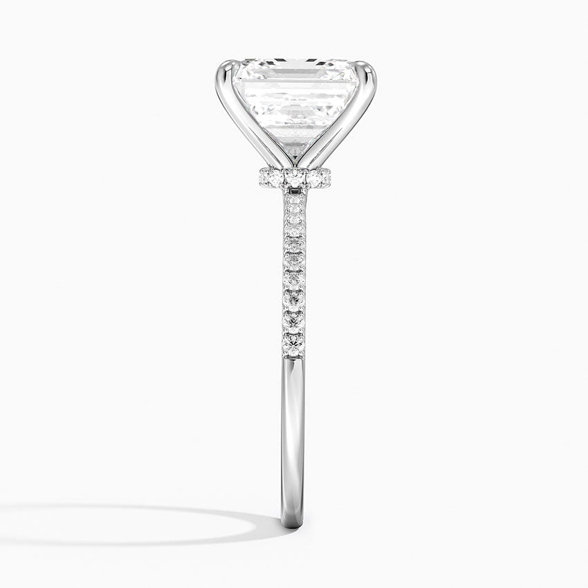 5.25 Karat Asscher Kesim Hidden Halo Tasarım Tektaş Laboratuvar Pırlanta Yüzük - Filora - Bold Diamonds