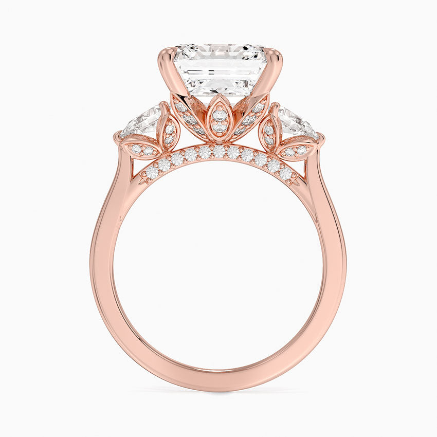 5.75 Karat Asscher Kesim Hidden Halo Tasarım Tektaş Laboratuvar Pırlanta Yüzük 18K - Calora
