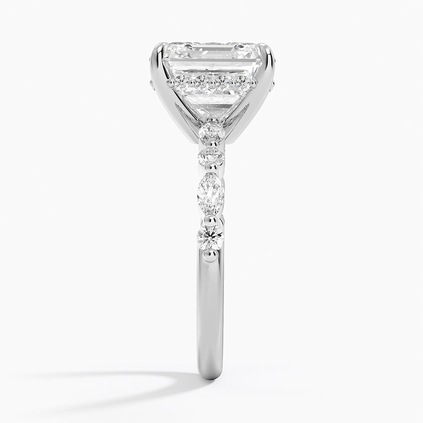 5.50 Karat Asscher Kesim Hidden Halo Tasarım Tektaş Laboratuvar Pırlanta Yüzük - Verona