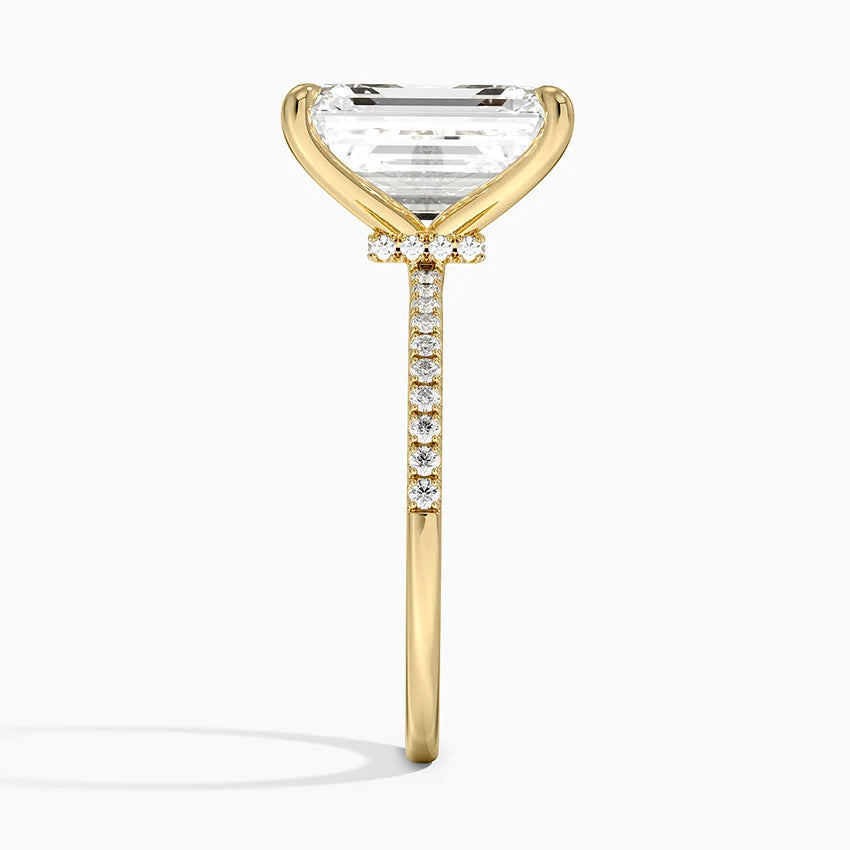 5.25 Karat Emerald Kesim Hidden Halo Tasarım Tektaş Laboratuvar Pırlanta Yüzük - Filora - Bold Diamonds