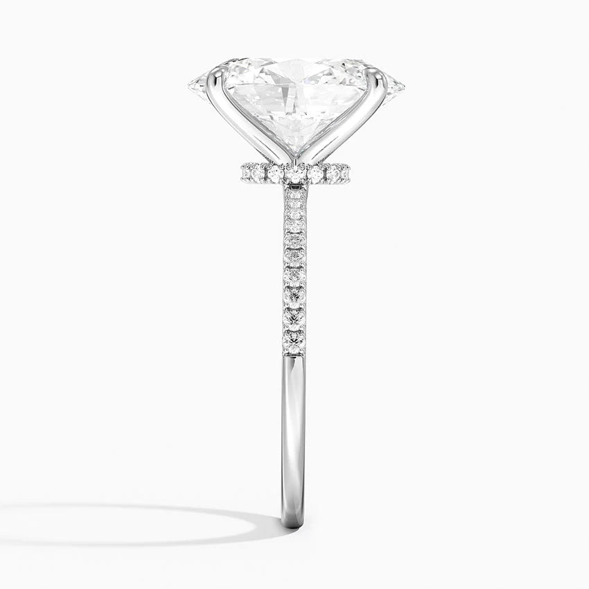 5.25 Karat Oval Kesim Hidden Halo Tasarım Tektaş Laboratuvar Pırlanta Yüzük - Filora - Bold Diamonds