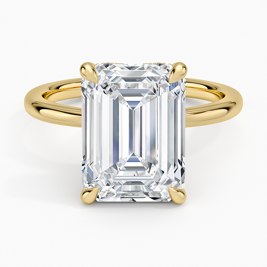 5.15 Emerald Kesim Hidden Halo Tasarım Tektaş Laboratuvar Pırlanta Yüzük 18K - Vilora
