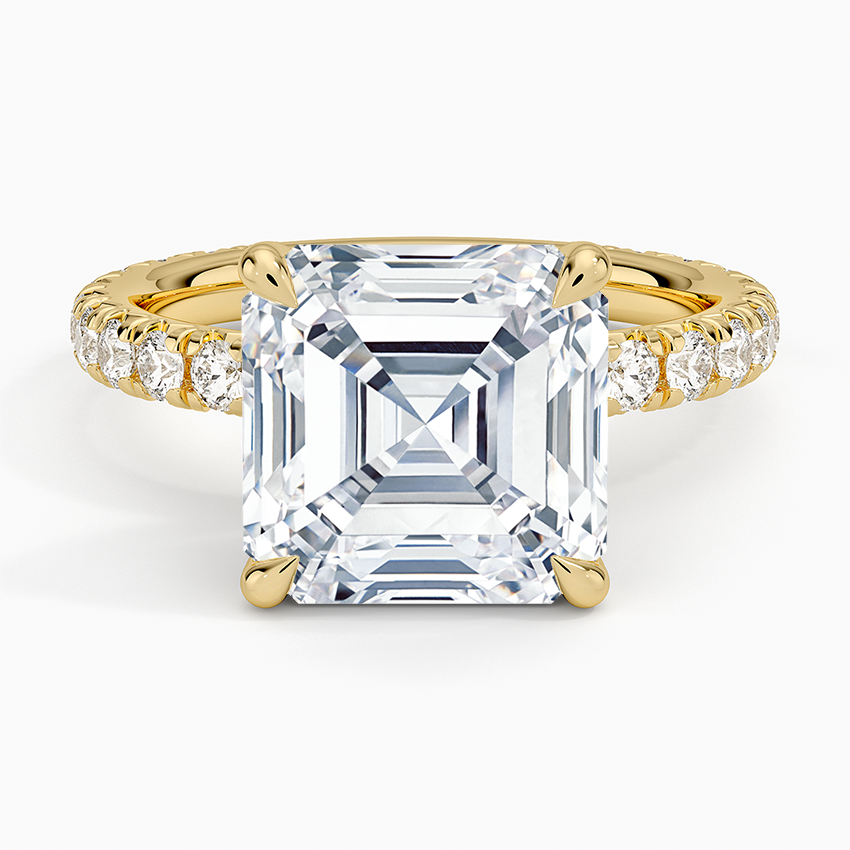 5.75 Karat Asscher Kesim Hidden Halo Tasarım Tektaş Laboratuvar Pırlanta Yüzük 18K - Selora