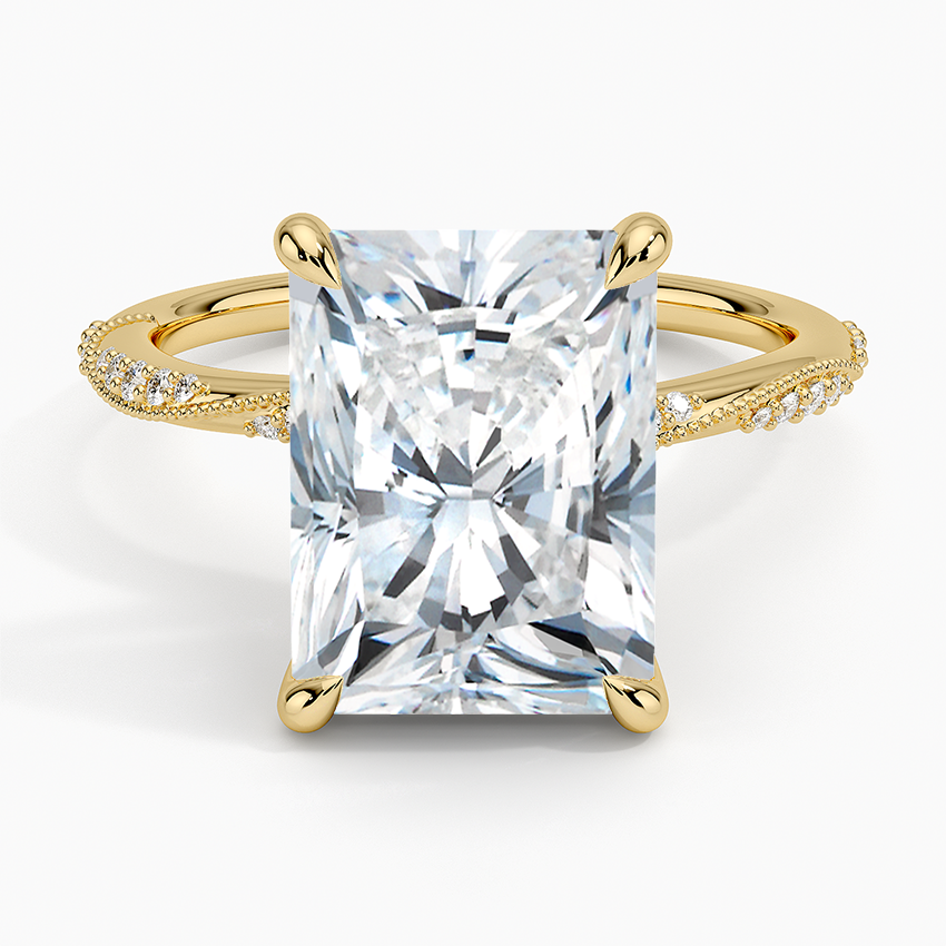 5.25 Karat Radiant Kesim Hidden Halo Tasarım Tektaş Laboratuvar Pırlanta Yüzük 18K - Melora