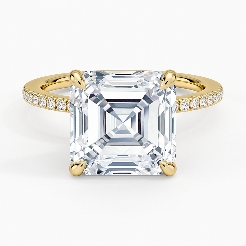 5.25 Karat Asscher Kesim Hidden Halo Tasarım Tektaş Laboratuvar Pırlanta Yüzük - Filora - Bold Diamonds
