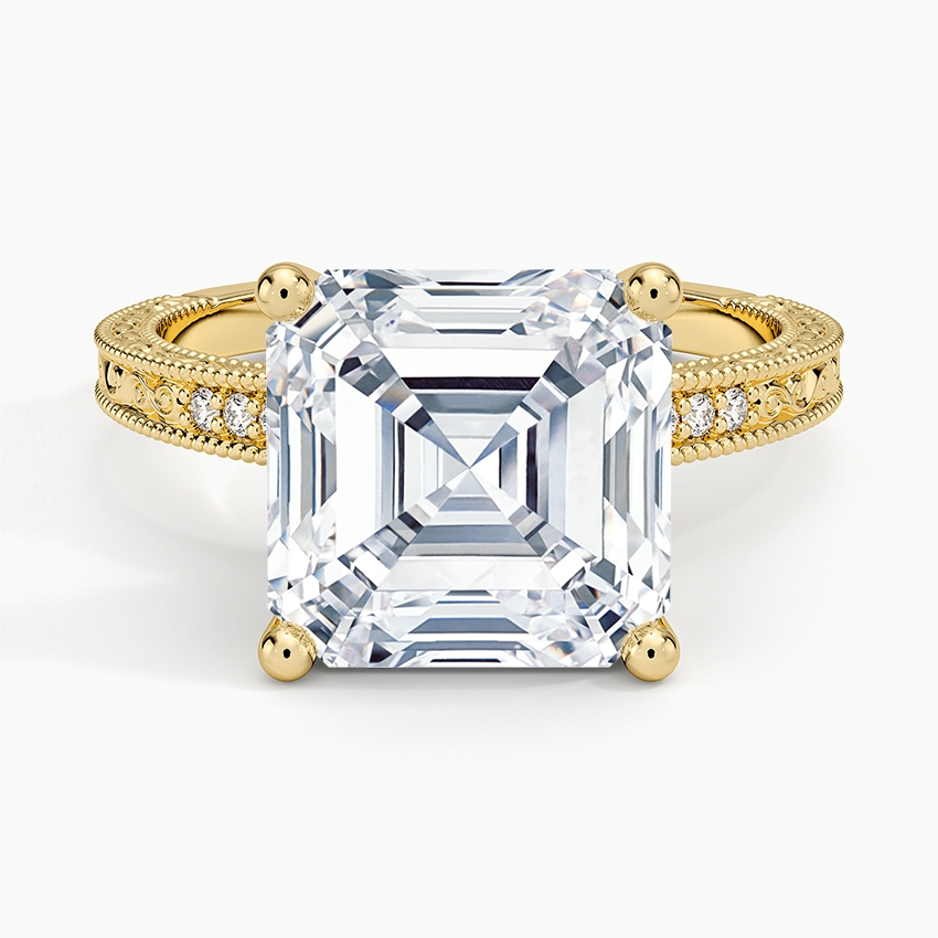 5.15 Asscher Kesim Hidden Halo Tasarım Tektaş Laboratuvar Pırlanta Yüzük 18K - Silora